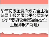 毕节初级金属冶炼安全工程师网上报名服务平台网址多少(毕节初级金属冶炼安全工程师报名网址)