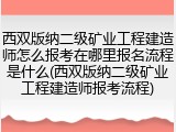 西双版纳二级矿业工程建造师怎么报考在哪里报名流程是什么(西双版纳二级矿业工程建造师报考流程)