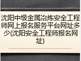 沈阳中级金属冶炼安全工程师网上报名服务平台网址多少(沈阳安全工程师报名网址)