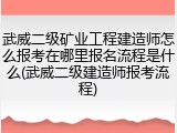 武威二级矿业工程建造师怎么报考在哪里报名流程是什么(武威二级建造师报考流程)