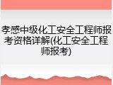 孝感中级化工安全工程师报考资格详解(化工安全工程师报考)