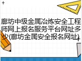 廊坊中级金属冶炼安全工程师网上报名服务平台网址多少(廊坊金属安全报名网址)