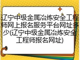 辽宁中级金属冶炼安全工程师网上报名服务平台网址多少(辽宁中级金属冶炼安全工程师报名网址)