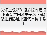 怒江二级消防设施操作员证书查询官网及电子版下载(怒江消防证书查询官网下载)