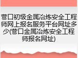 营口初级金属冶炼安全工程师网上报名服务平台网址多少(营口金属冶炼安全工程师报名网址)