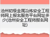 沧州初级金属冶炼安全工程师网上报名服务平台网址多少(沧州安全工程师报名网址)
