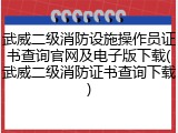 武威二级消防设施操作员证书查询官网及电子版下载(武威二级消防证书查询下载)