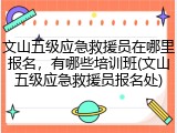 文山五级应急救援员在哪里报名，有哪些培训班(文山五级应急救援员报名处)