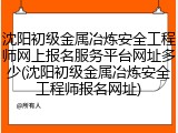 沈阳初级金属冶炼安全工程师网上报名服务平台网址多少(沈阳初级金属冶炼安全工程师报名网址)