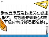 武威五级应急救援员在哪里报名,有哪些培训班(武威五级应急救援员报名处)