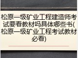 松原一级矿业工程建造师考试要看教材吗具体哪些书(松原一级矿业工程考试教材必看)