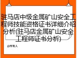 驻马店中级金属矿山安全工程师技能资格证书详细介绍分析(驻马店金属矿山安全工程师证书分析)
