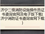 济宁二级消防设施操作员证书查询官网及电子版下载(济宁消防证书查询官网下载)