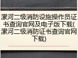 漯河二级消防设施操作员证书查询官网及电子版下载(漯河二级消防证书查询官网下载)