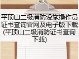 平顶山二级消防设施操作员证书查询官网及电子版下载(平顶山二级消防证书查询下载)