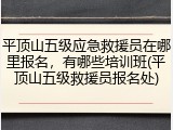 平顶山五级应急救援员在哪里报名,有哪些培训班(平顶山五级救援员报名处)