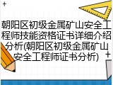 朝阳区初级金属矿山安全工程师技能资格证书详细介绍分析(朝阳区初级金属矿山安全工程师证书分析)