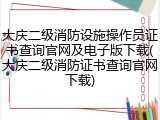 大庆二级消防设施操作员证书查询官网及电子版下载(大庆二级消防证书查询官网下载)