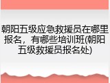 朝阳五级应急救援员在哪里报名，有哪些培训班(朝阳五级救援员报名处)