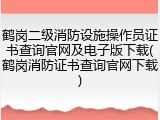 鹤岗二级消防设施操作员证书查询官网及电子版下载(鹤岗消防证书查询官网下载)