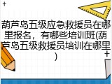 葫芦岛五级应急救援员在哪里报名,有哪些培训班(葫芦岛五级救援员培训在哪里)