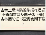 吉林二级消防设施操作员证书查询官网及电子版下载(吉林消防证书查询官网下载)
