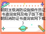 朝阳二级消防设施操作员证书查询官网及电子版下载(朝阳消防证书查询官网下载)