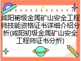 咸阳初级金属矿山安全工程师技能资格证书详细介绍分析(咸阳初级金属矿山安全工程师证书分析)