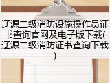 辽源二级消防设施操作员证书查询官网及电子版下载(辽源二级消防证书查询下载)