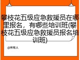 攀枝花五级应急救援员在哪里报名,有哪些培训班(攀枝花五级应急救援员报名培训班)