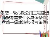 孝感一级市政公用工程建造师报考需要什么具体条件(孝感一级建造师报考条件)