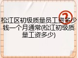松江区初级质量员工资多少钱一个月通常(松江初级质量工资多少)