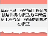 阜新信息工程咨询工程师考试培训机构哪里找(阜新信息工程咨询工程师培训机构在哪里)