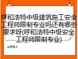 呼和浩特中级建筑施工安全工程师限制专业吗还有哪些要求呀(呼和浩特中级安全工程师限制专业)