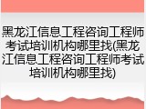 黑龙江信息工程咨询工程师考试培训机构哪里找(黑龙江信息工程咨询工程师考试培训机构哪里找)