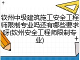 钦州中级建筑施工安全工程师限制专业吗还有哪些要求呀(钦州安全工程师限制专业)