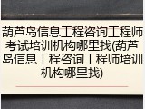 葫芦岛信息工程咨询工程师考试培训机构哪里找(葫芦岛信息工程咨询工程师培训机构哪里找)