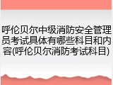 呼伦贝尔中级消防安全管理员考试具体有哪些科目和内容(呼伦贝尔消防考试科目)
