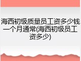 海西初级质量员工资多少钱一个月通常(海西初级员工资多少)