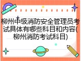 柳州中级消防安全管理员考试具体有哪些科目和内容(柳州消防考试科目)