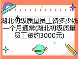 湖北初级质量员工资多少钱一个月通常(湖北初级质量员工资约3000元)