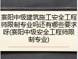 襄阳中级建筑施工安全工程师限制专业吗还有哪些要求呀(襄阳中级安全工程师限制专业)
