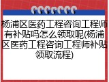 杨浦区医药工程咨询工程师有补贴吗怎么领取呢(杨浦区医药工程咨询工程师补贴领取流程)