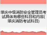 肇庆中级消防安全管理员考试具体有哪些科目和内容(肇庆消防考试科目)