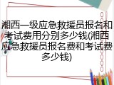 湘西一级应急救援员报名和考试费用分别多少钱(湘西应急救援员报名费和考试费多少钱)