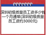 深圳初级质量员工资多少钱一个月通常(深圳初级质量员工资约3000元)