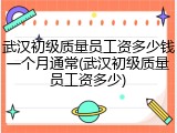 武汉初级质量员工资多少钱一个月通常(武汉初级质量员工资多少)