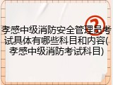 孝感中级消防安全管理员考试具体有哪些科目和内容(孝感中级消防考试科目)