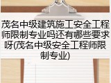 茂名中级建筑施工安全工程师限制专业吗还有哪些要求呀(茂名中级安全工程师限制专业)