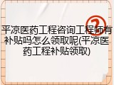 平凉医药工程咨询工程师有补贴吗怎么领取呢(平凉医药工程补贴领取)